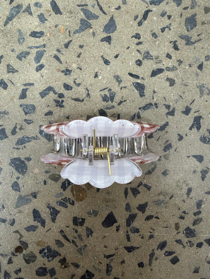 Gingham Claw Clip - Brown