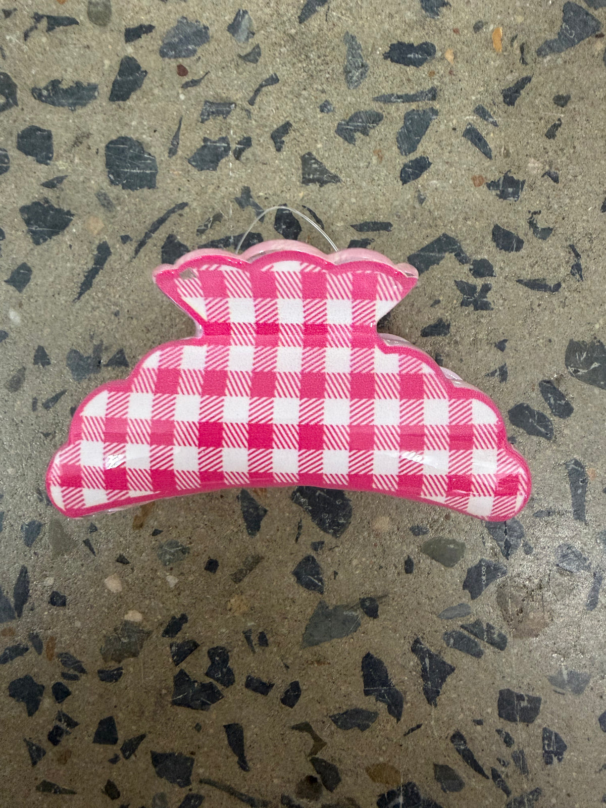 Gingham Claw Clip - Pink