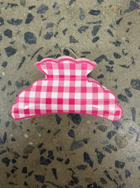 Gingham Claw Clip - Pink