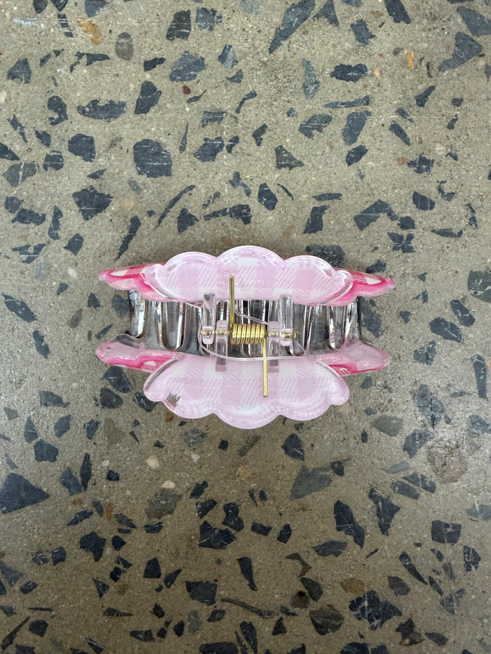 Gingham Claw Clip - Pink