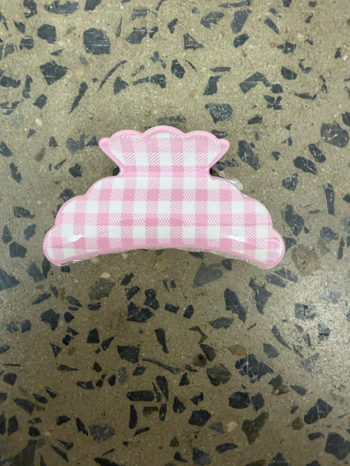 Gingham Claw Clip - Baby Pink