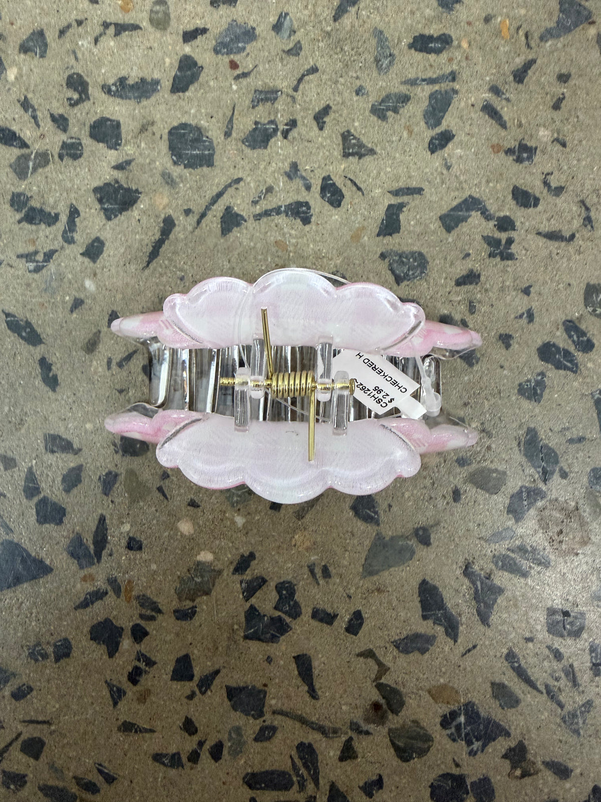 Gingham Claw Clip - Baby Pink