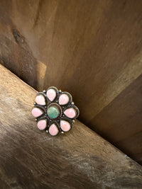 Wild Rag Slide - Pink & Green Tear Drop Turquoise Cluster