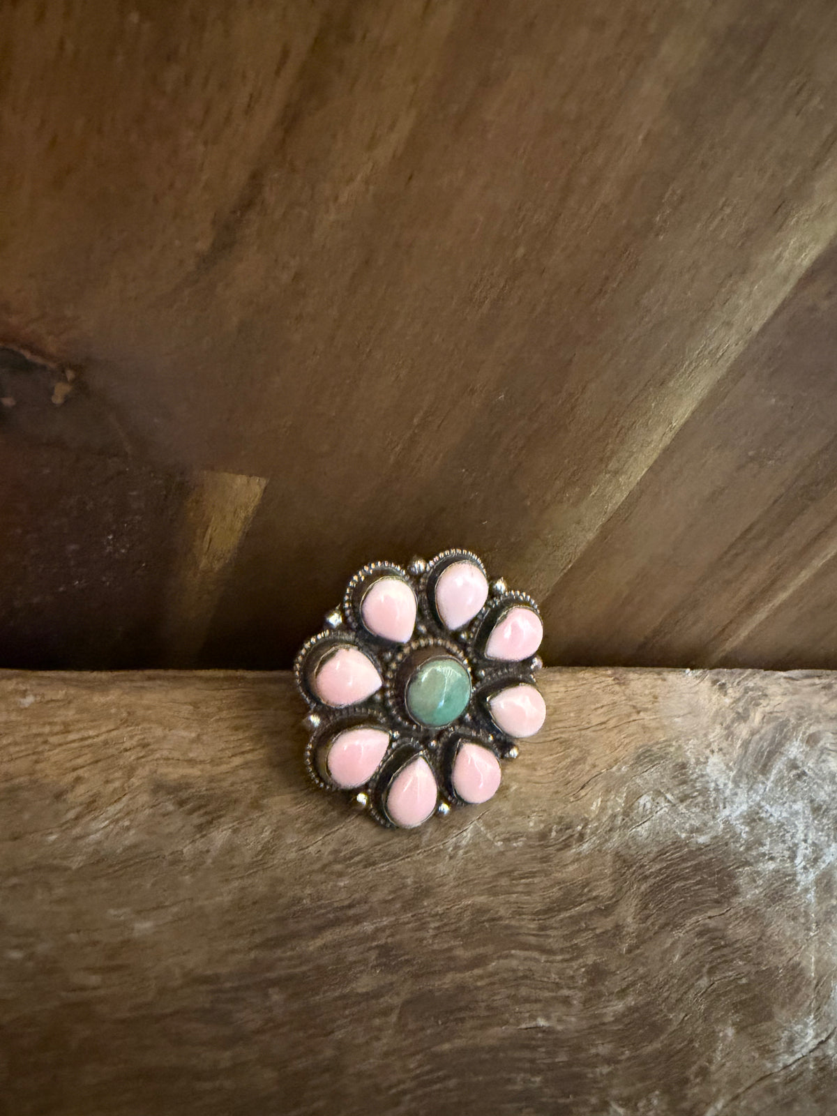 Wild Rag Slide - Pink & Green Tear Drop Turquoise Cluster