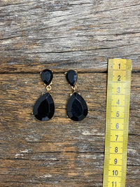 Earrings - Large Gold Drop With Crystal