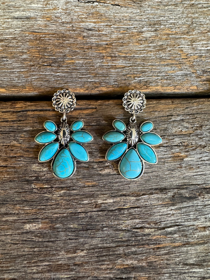 Western Earrings - Turquoise & Silver Drop