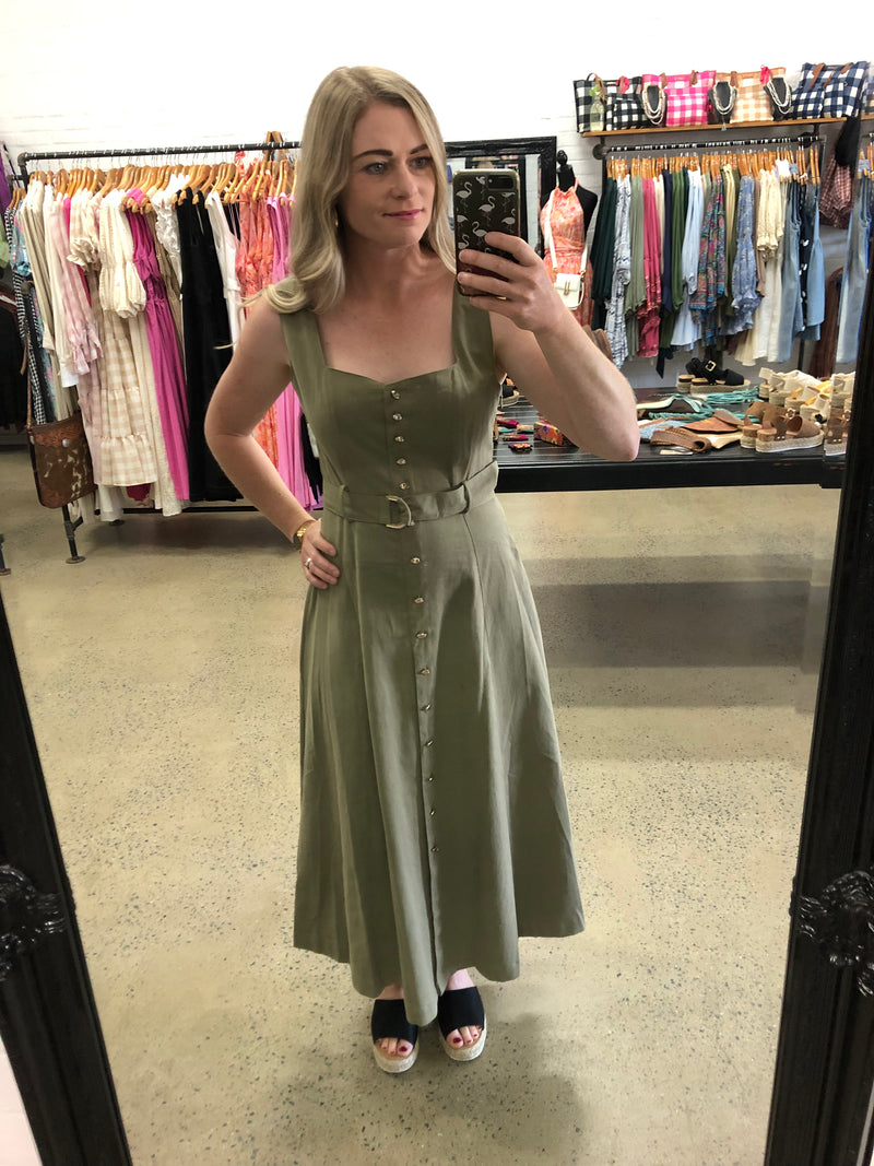 Lucinda Dress - Khaki Denim