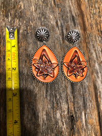 Western Earrings - Hibiscus Tear Drop