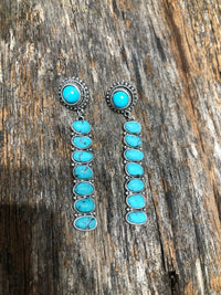 Western Earrings - Turquoise Concho Stone Drop
