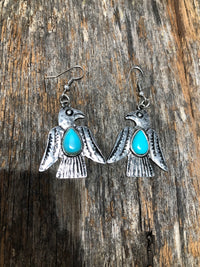 Western Earrings - Turquoise Thunderbird