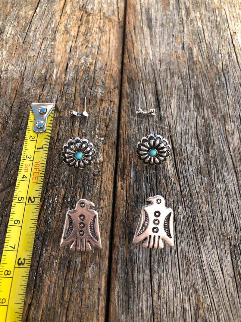 Earring Trio - Antique Silver and Turquoise