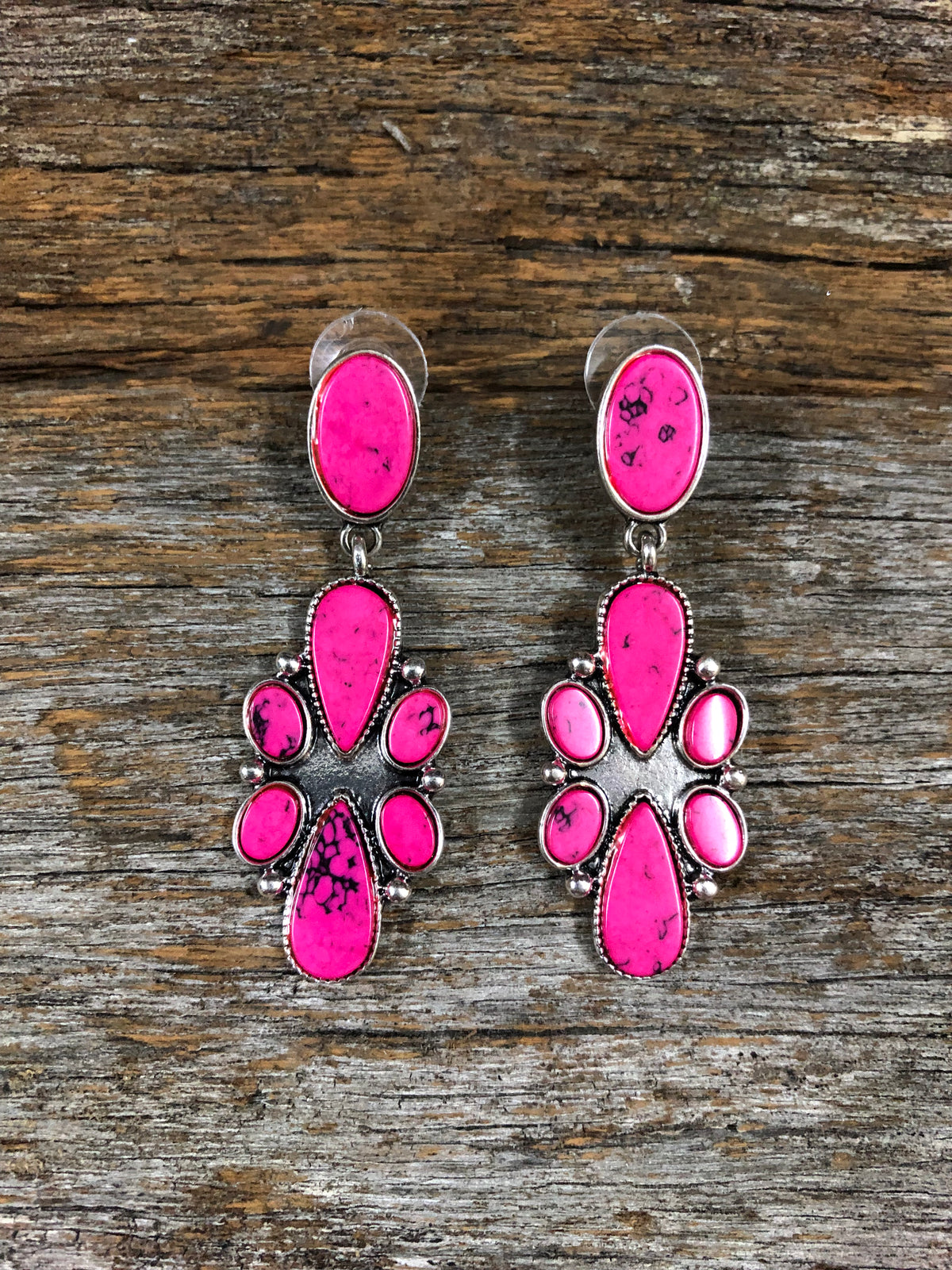 Western Earrings Navajo Stone Pink