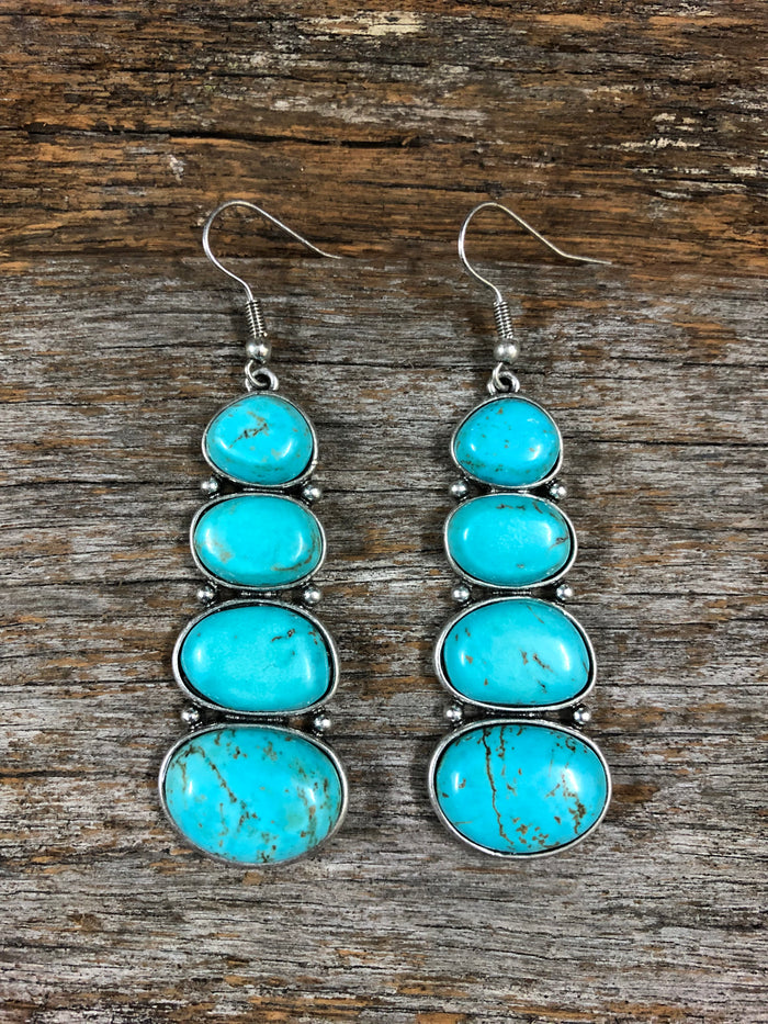 Western Earrings - Navajo Stone Turquoise
