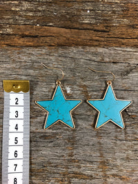 Western Earrings - Turquoise Star