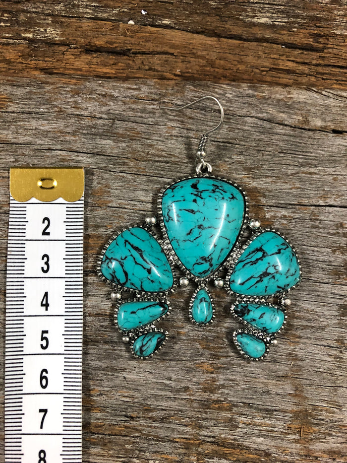 Western Earrings - Turquoise Stone Arch