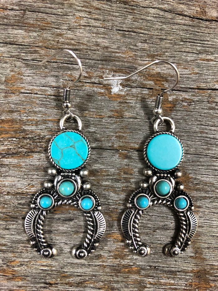 Western Earrings - Turquoise Drop Arch