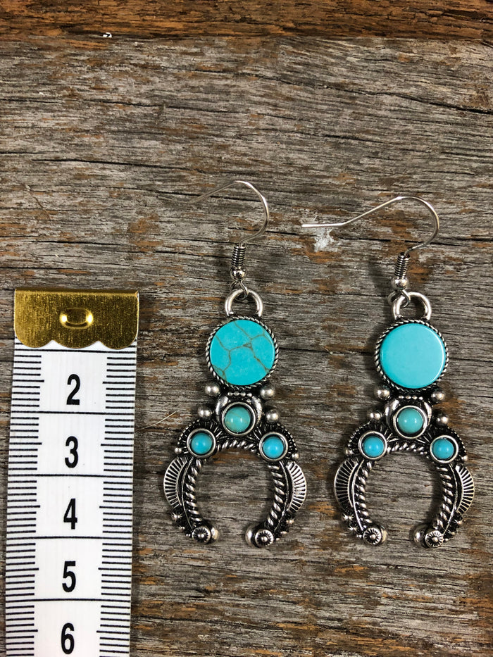 Western Earrings - Turquoise Drop Arch