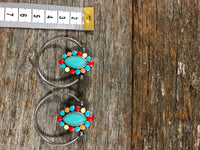 Western Earrings - Navajo Stone Hoop Multi-Coloured