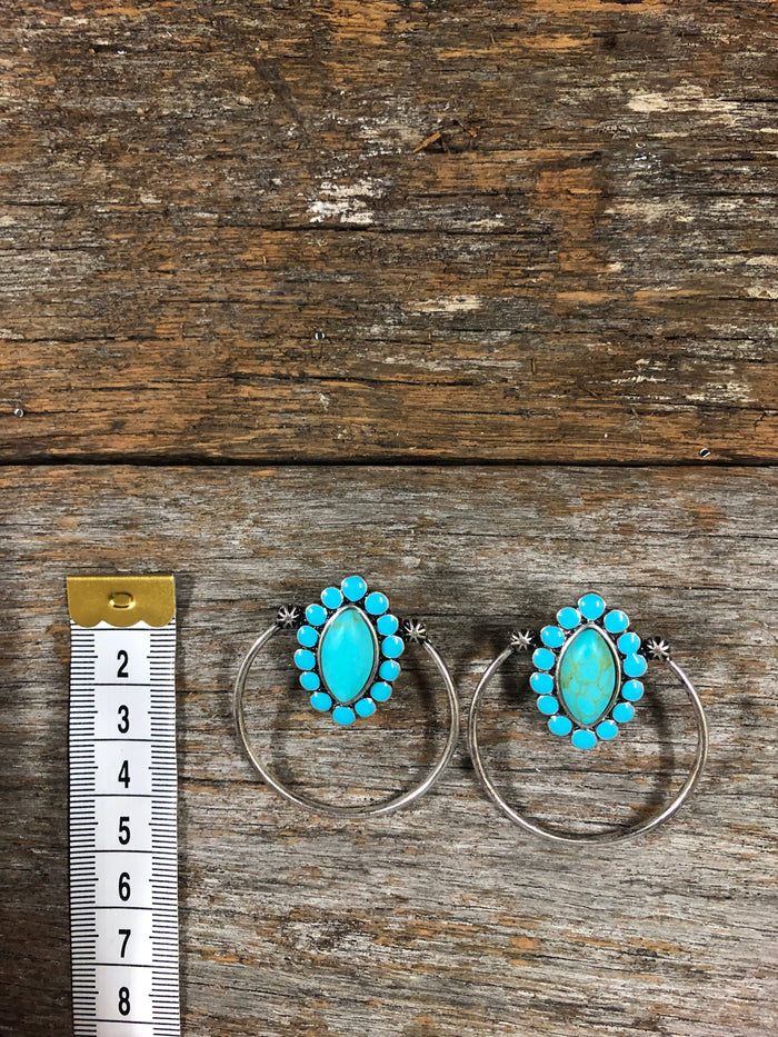 Western Earrings - Navajo Stone Hoop Multi-Coloured