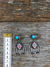 Western Earrings - Tipi Navajo Stone White Aztec