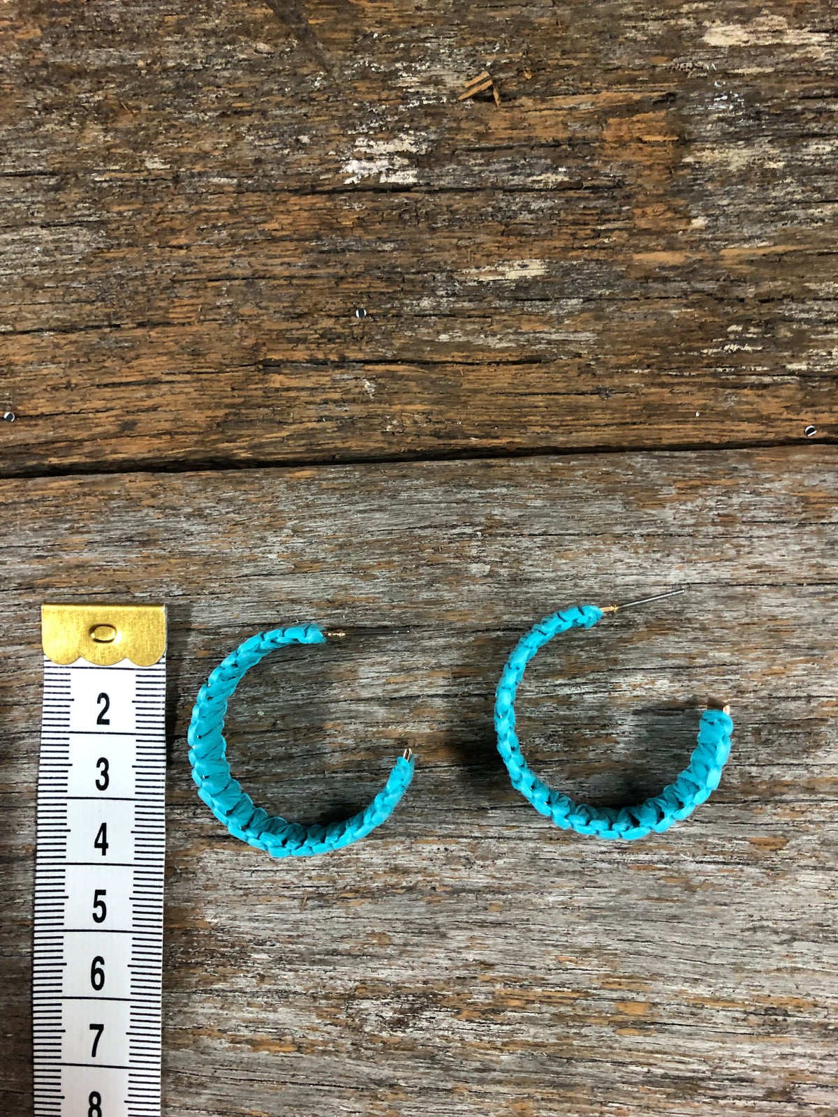 Western Earrings - Straw Hoop Turquoise