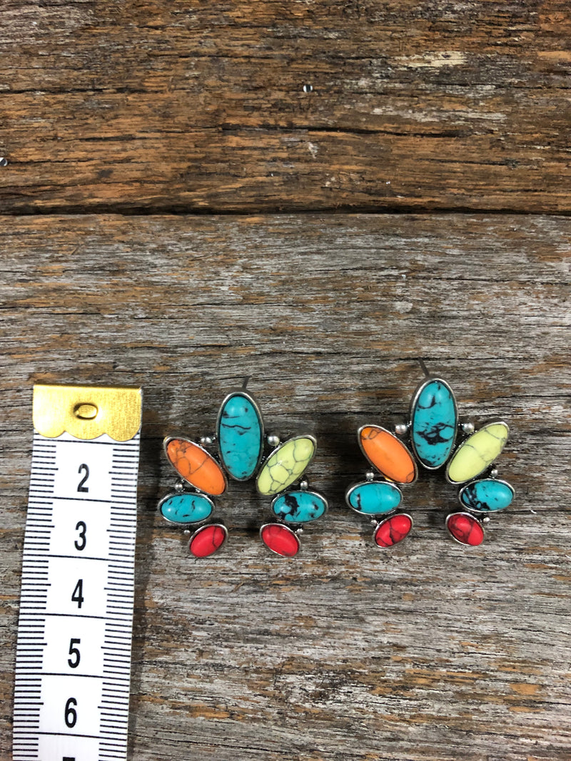 Western Earrings - Navajo Stone Multi-Colour