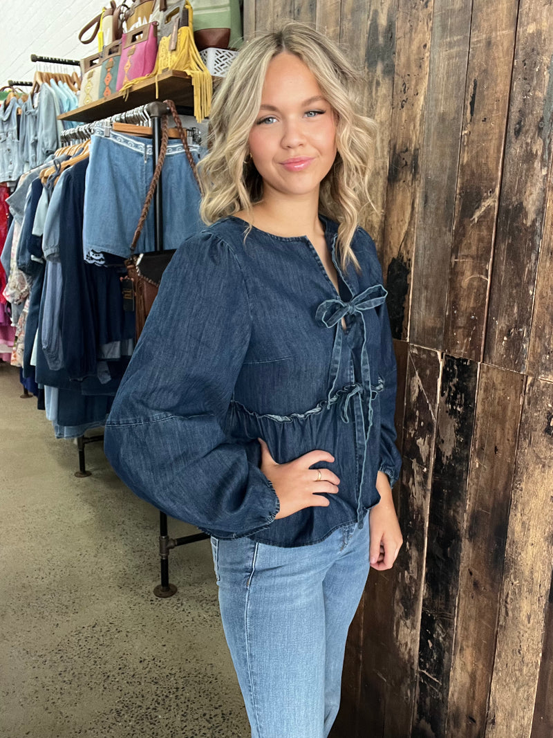 Alyssa Top - Dark Wash Denim