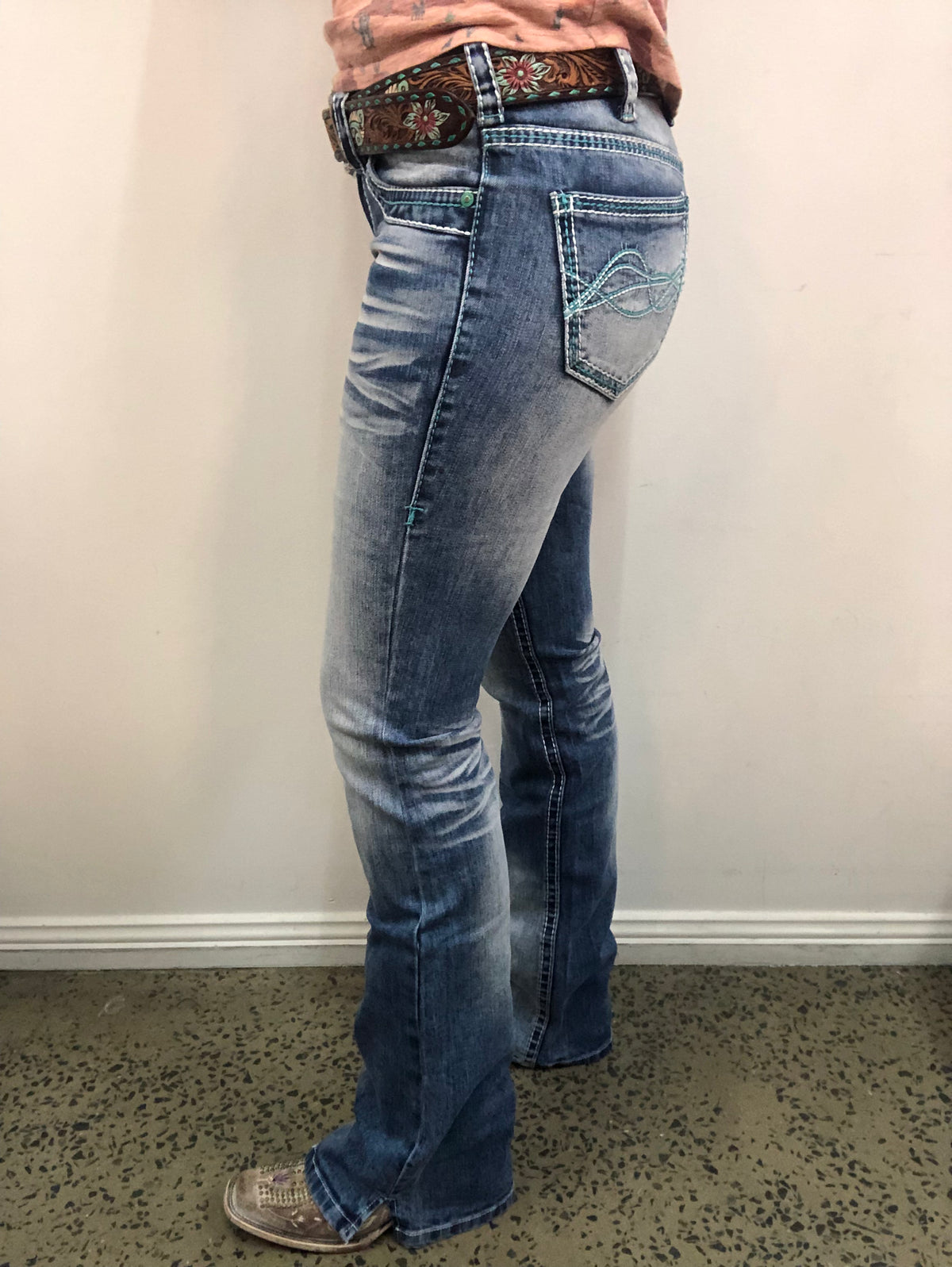 Cowgirl Tuff Jeans - DFMI Turquoise