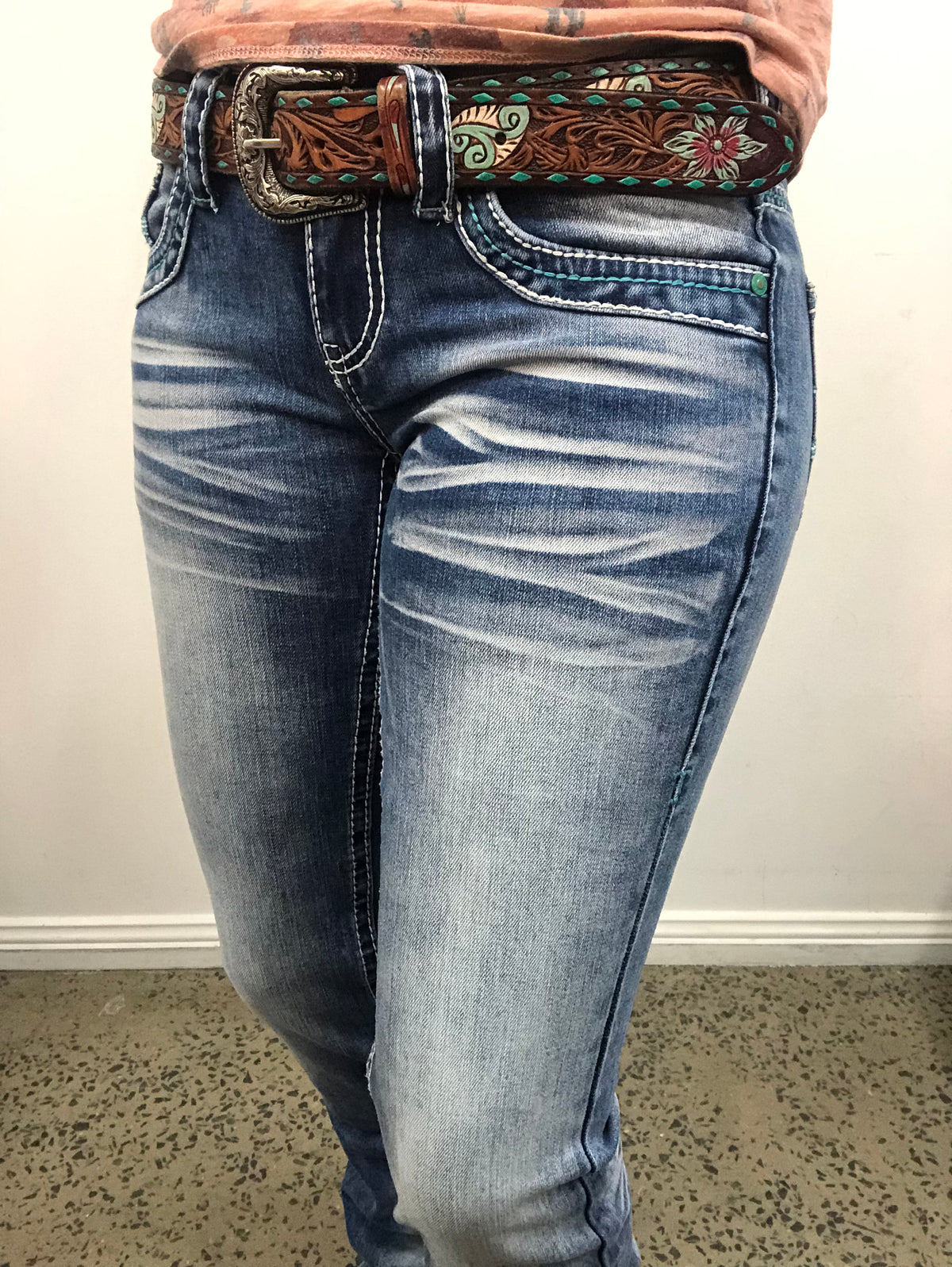Cowgirl Tuff Jeans - DFMI Turquoise