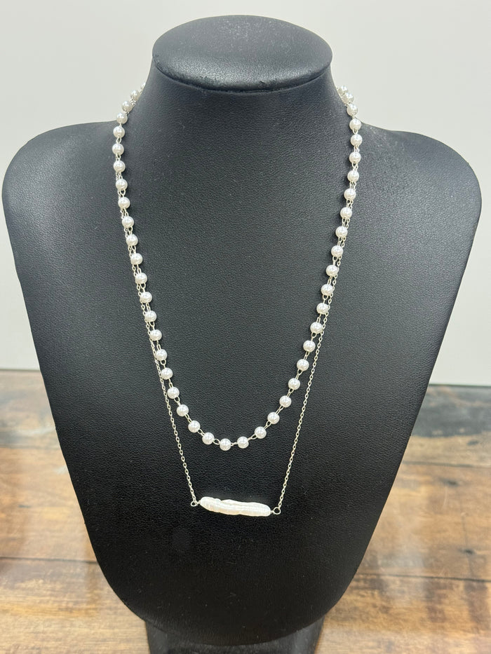Multi Silver and Pearl - Necklace