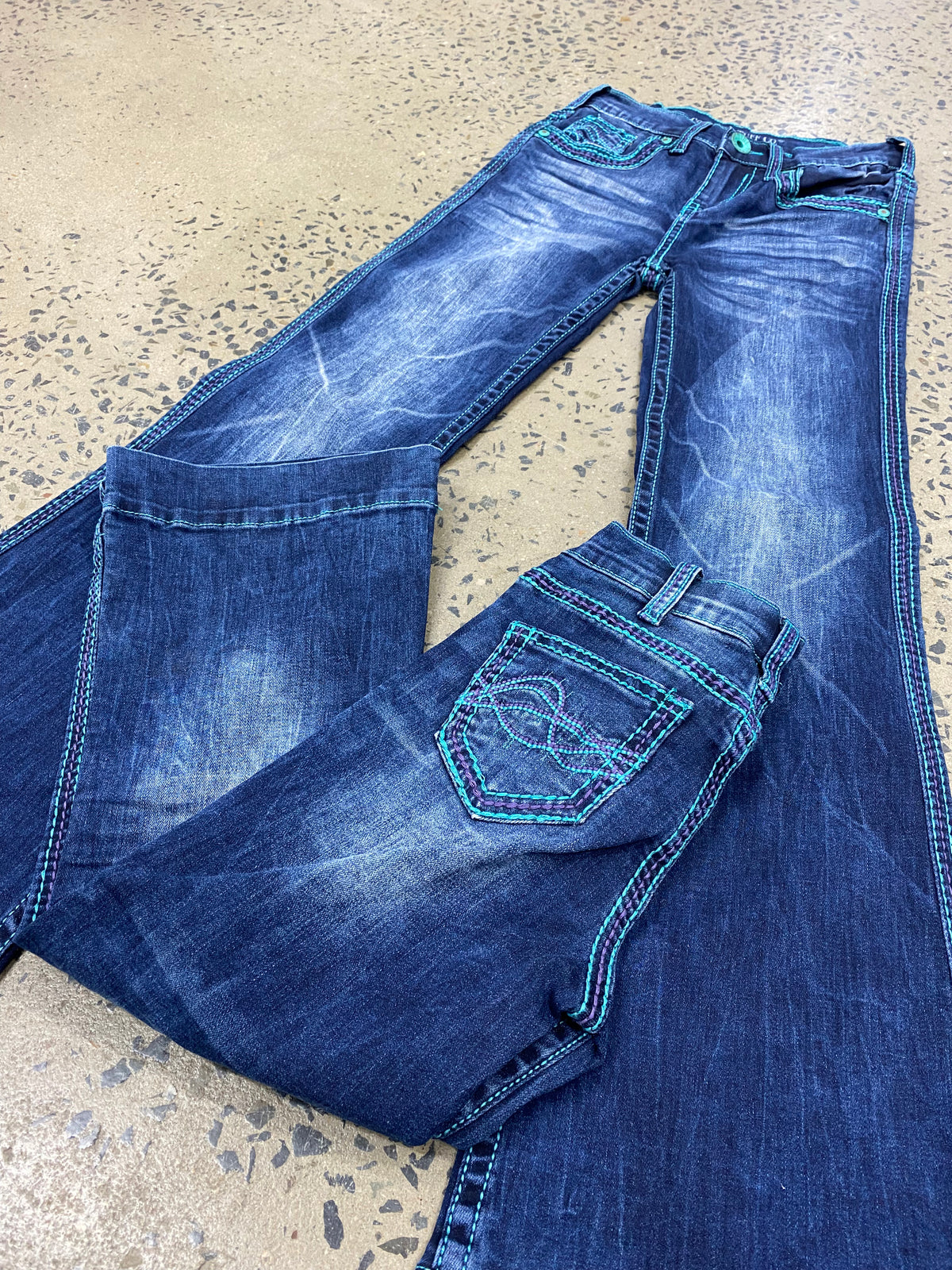 Girl's Cowgirl Tuff Jeans - Turquoise Hurricane Trouser
