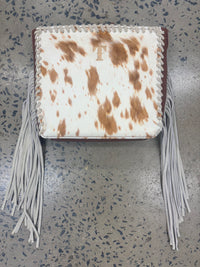 Trinity Ranch Cowhide Frige Crossbody Bag - Brown