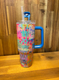 Tumbler - Pink Watercolour Patchwork