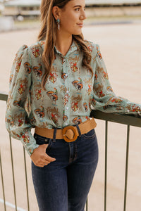 Bradi Top - Teal Howdy