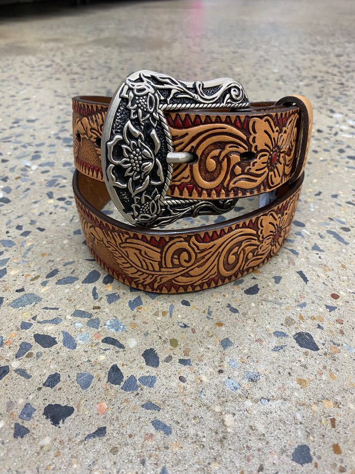 Western Belt - Flora Hooey Belt (Brown w/ Floral)