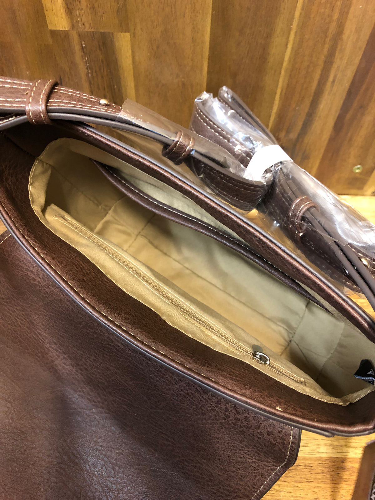 Justin Handbag - Tan With Brown Yoke