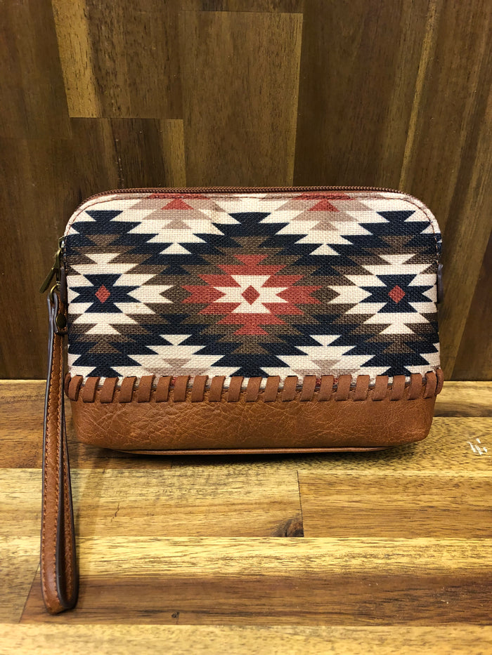 Catchfly Cosmetic Pouch - Tan With Aztec