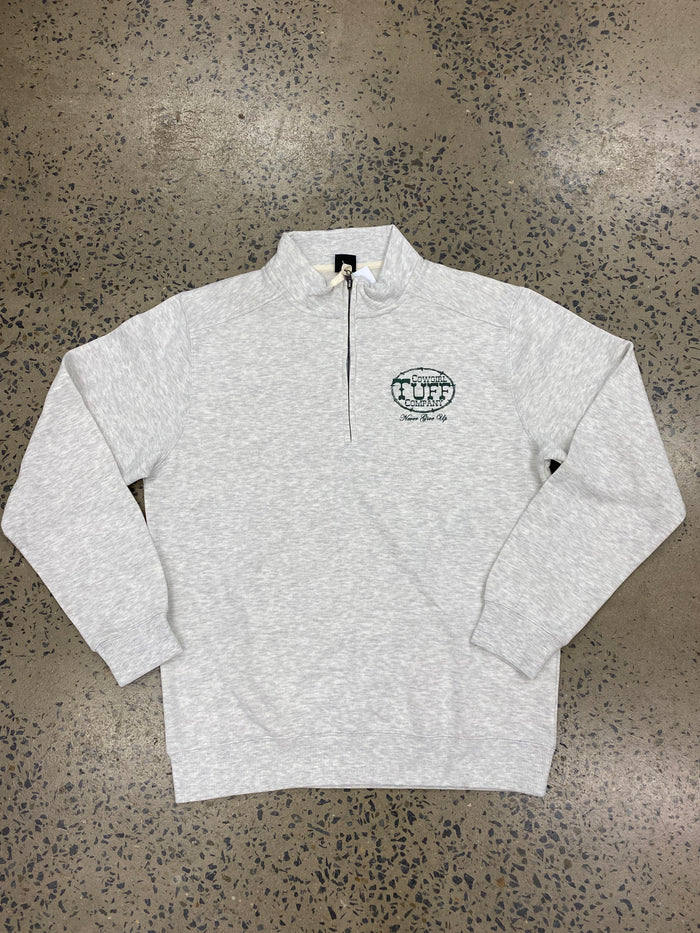 Cowgirl Tuff Quarter Zip - Light Grey/Green Print