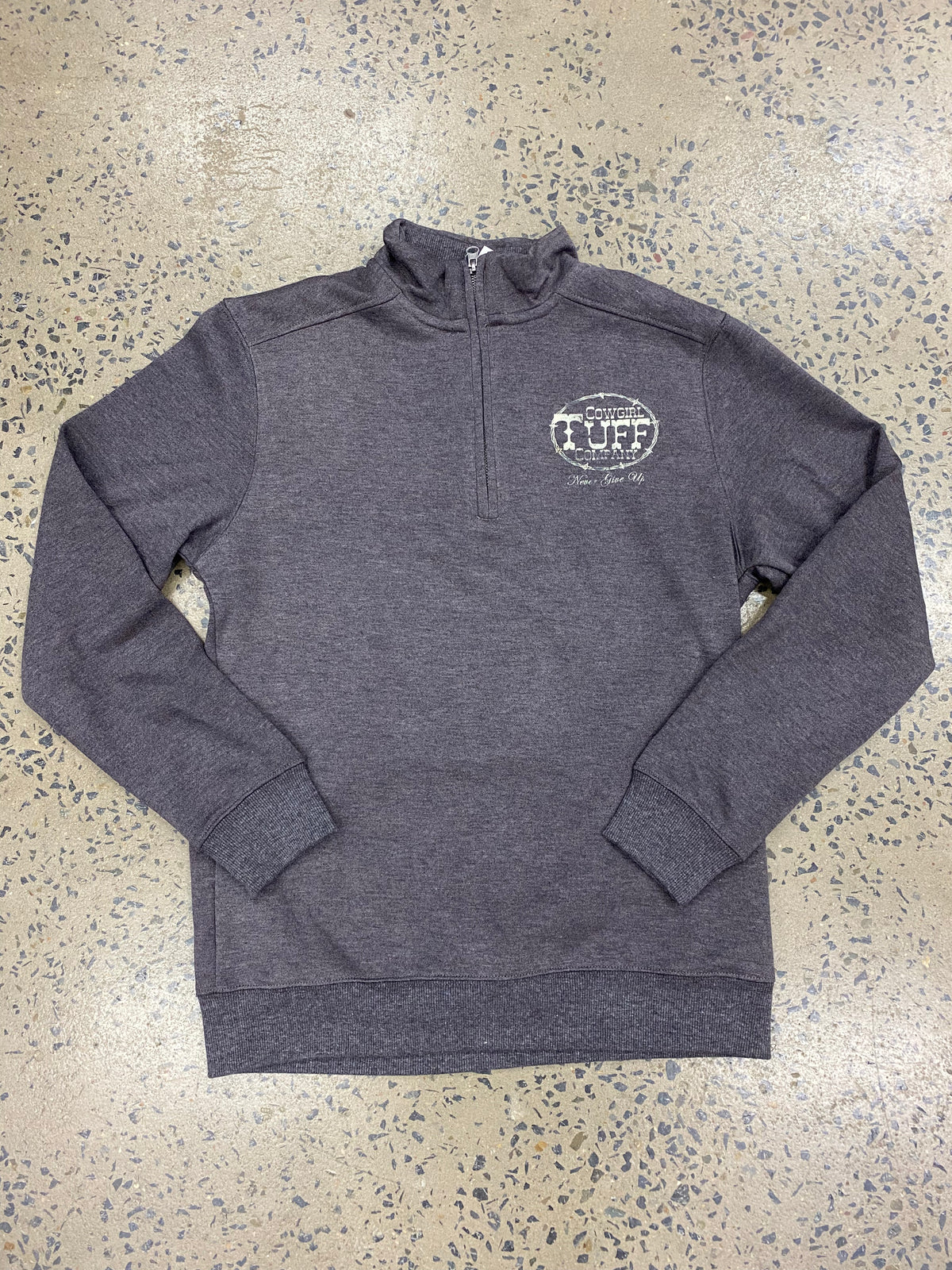 Cowgirl Tuff Quarter Zip - Brown/Cream Print