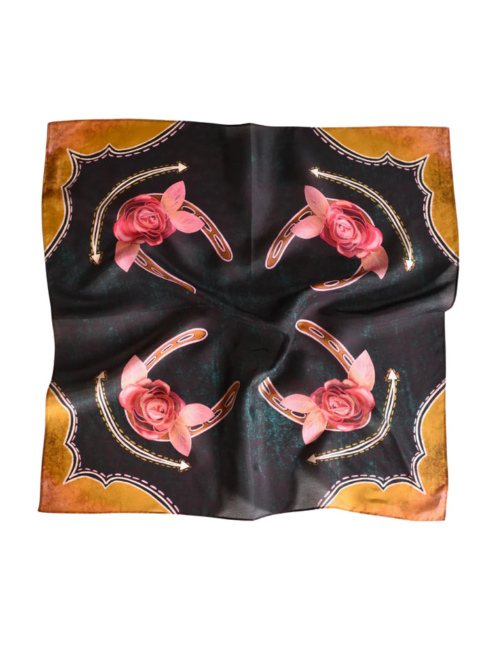 Western Wild Rag - Rodeo Rose In Midnight