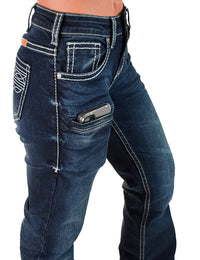 Cowgirl Tuff Jeans - Boot Stitch White