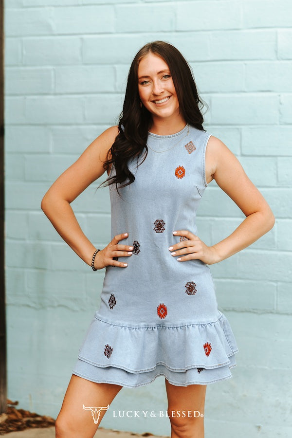 Sedona - Aztec Embroidered Dress