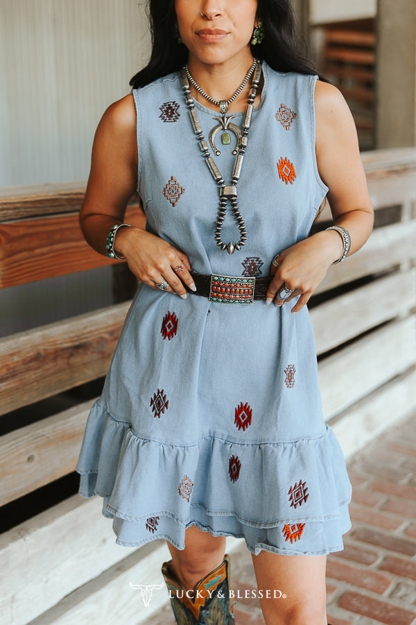 Sedona - Aztec Embroidered Dress