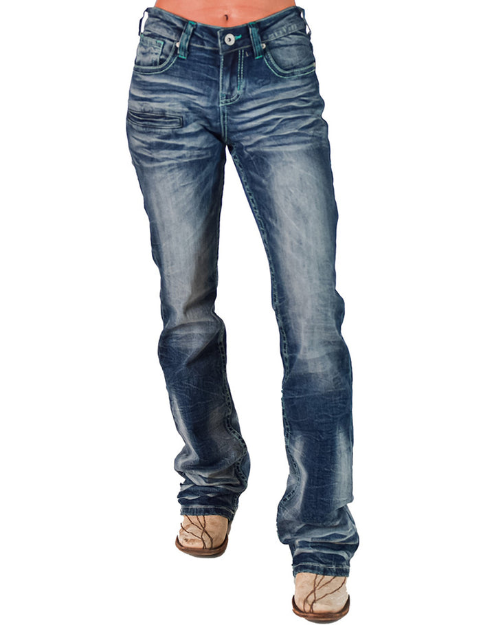Cowgirl Tuff Jeans - Turquoise Boot Stitch