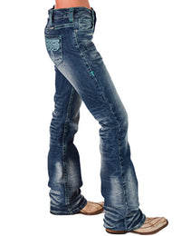 Cowgirl Tuff Jeans - Turquoise Boot Stitch