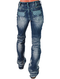 Cowgirl Tuff Jeans - Turquoise Boot Stitch