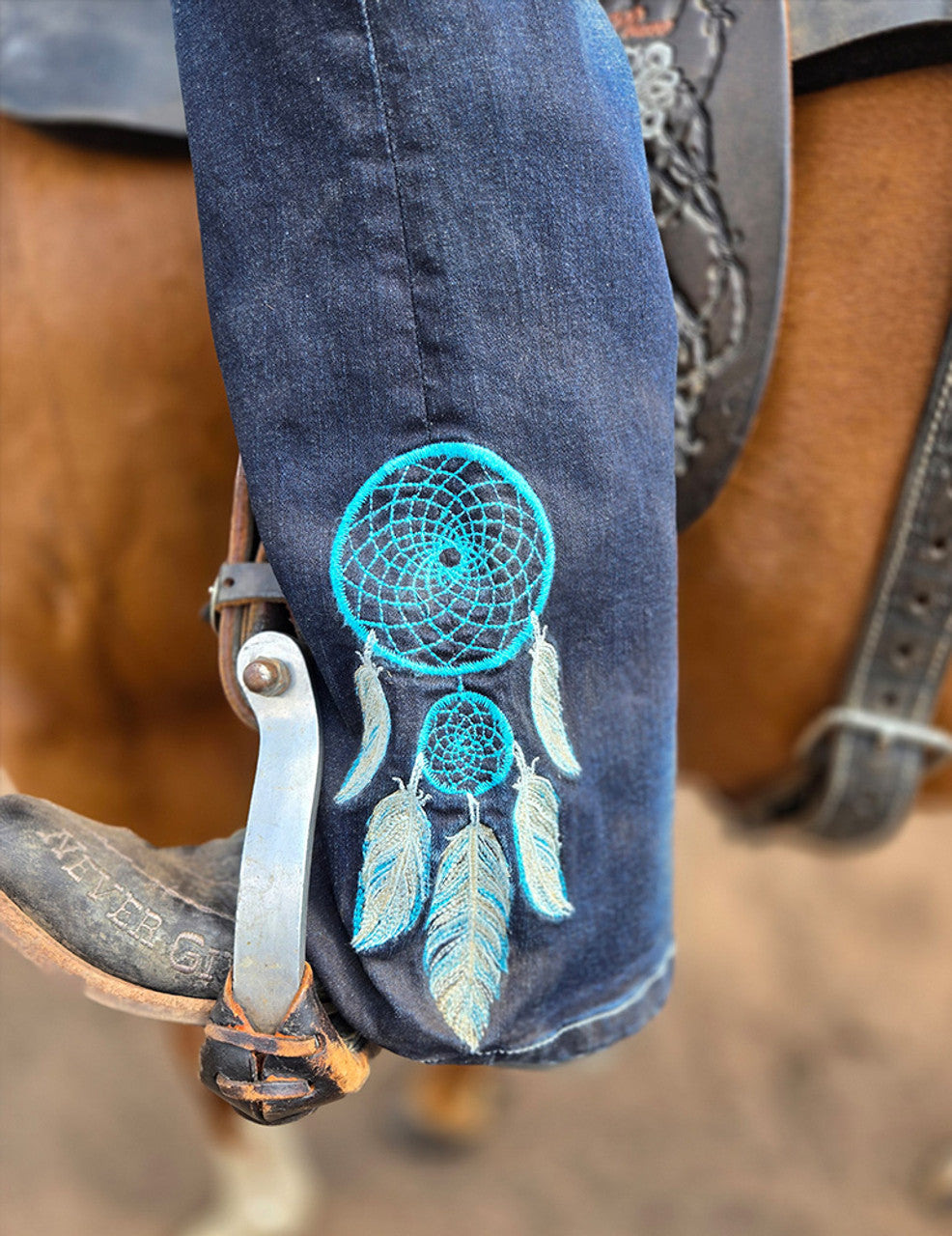 Cowgirl Tuff Jeans - Turquoise Dreamcatcher
