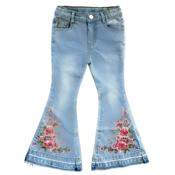 Girl's Shea Baby Jeans - Floral Boot Flare Denim