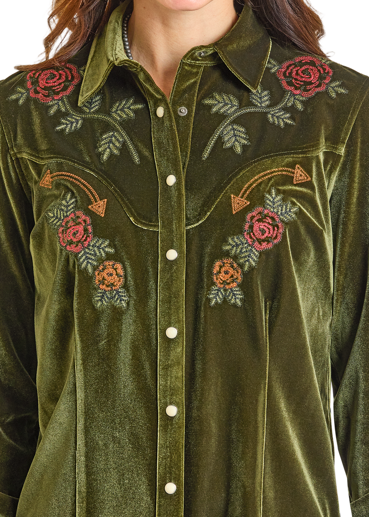 Rock and Roll - Velvet Retro Long Sleeved Snap (LWN2S07121)
