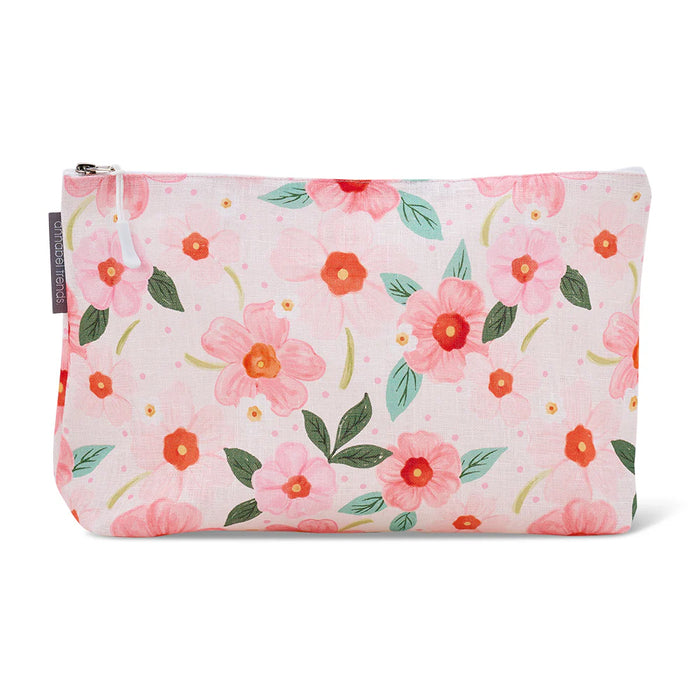 Linen Cosmetic Bag Large - Meadow Blush